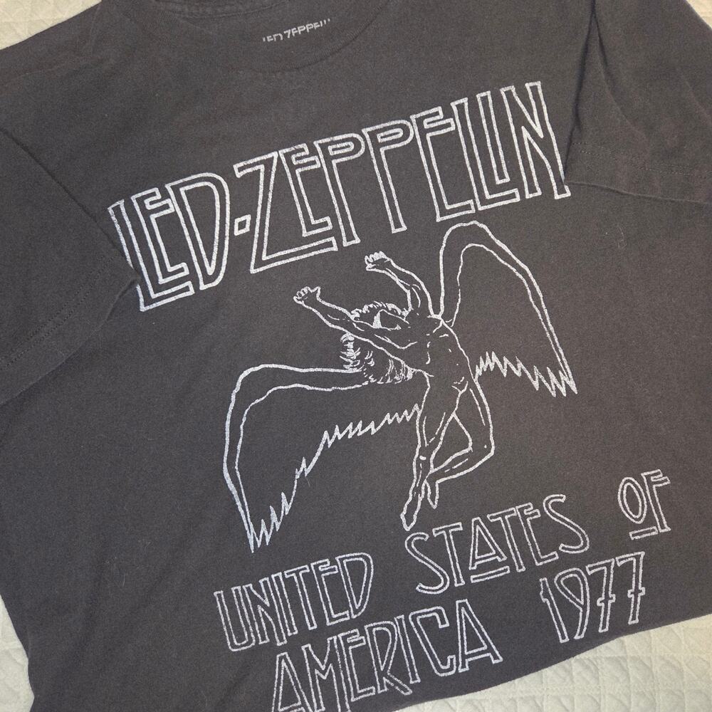 Led Zeppelin Graphic T Shirt Unisex Medium‎ Black 1977 USA Band Tee Cotton